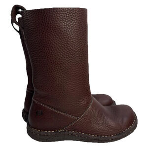 BORN Women's Size 6 Brown Pebbled Leather Boots Style W6807 Calf High Slouch EUC